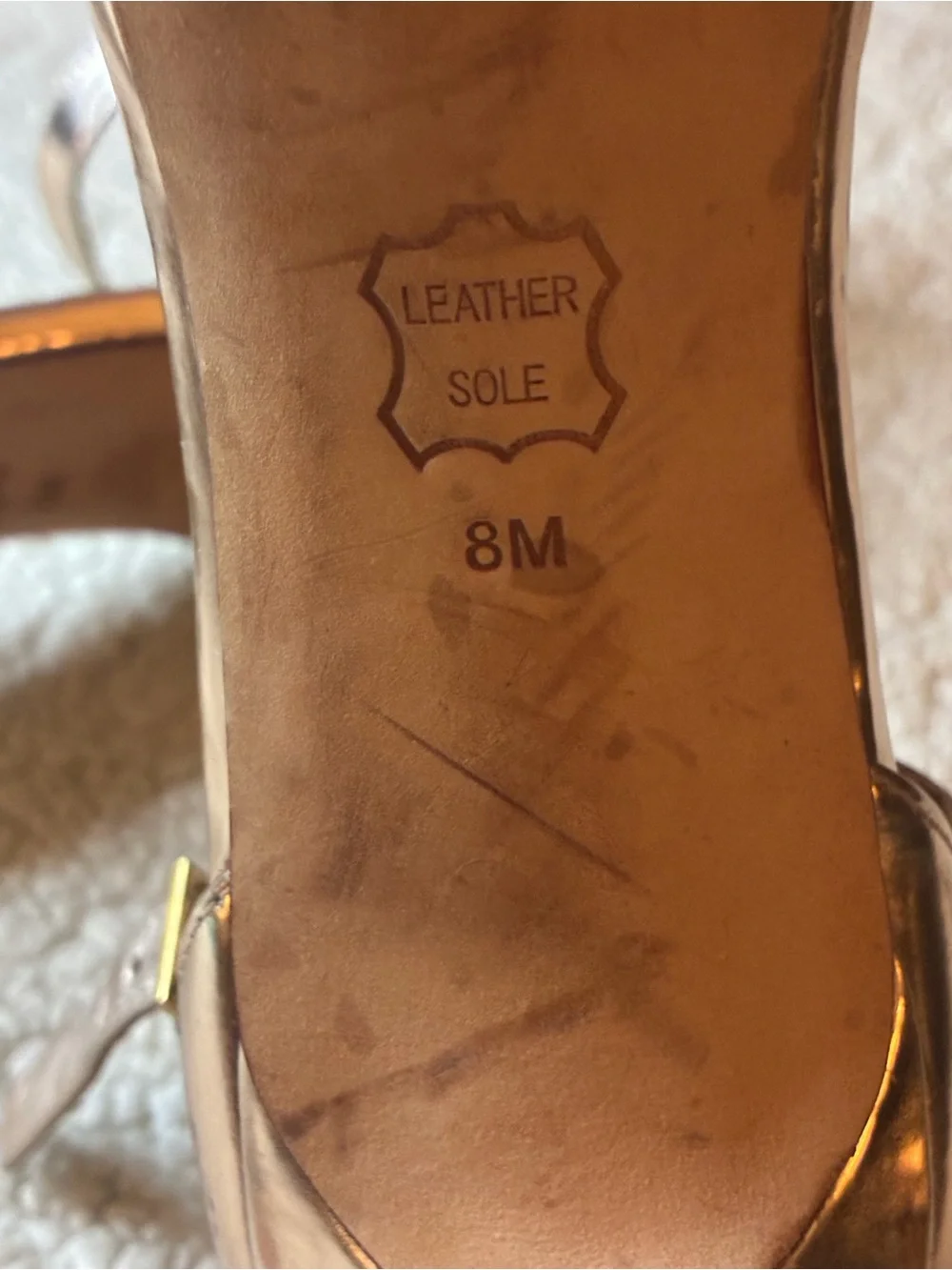 Tory Burch Metallic Gold Ankle Strap Heels Sandals Size 8M Leather Sole